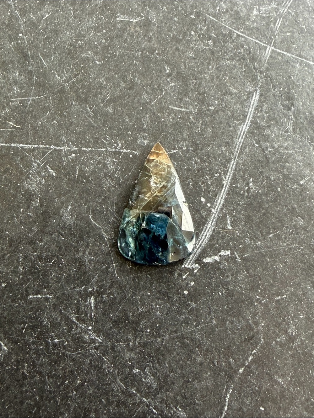 Golden Sheen Sapphire Teardrop Blue-Green Faceted Gemstone 5.65 carats